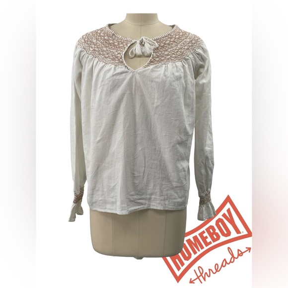Faherty Laura Embroidered White Blouse-Size XS Excellent Condition - Picture 1 of 4